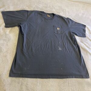 Carhartt Shirt Men 4XLT Blue Outdoors Workwear Streetwear Workout Pocket Gym Tee